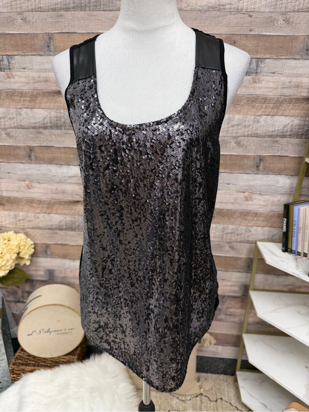 Bellatrix Black Sequin Tank Medium